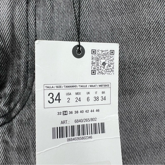 Zara The Straight Cropped Mid Rise Slim Fit Jean in Grey Size 2 - Picture 6 of 11